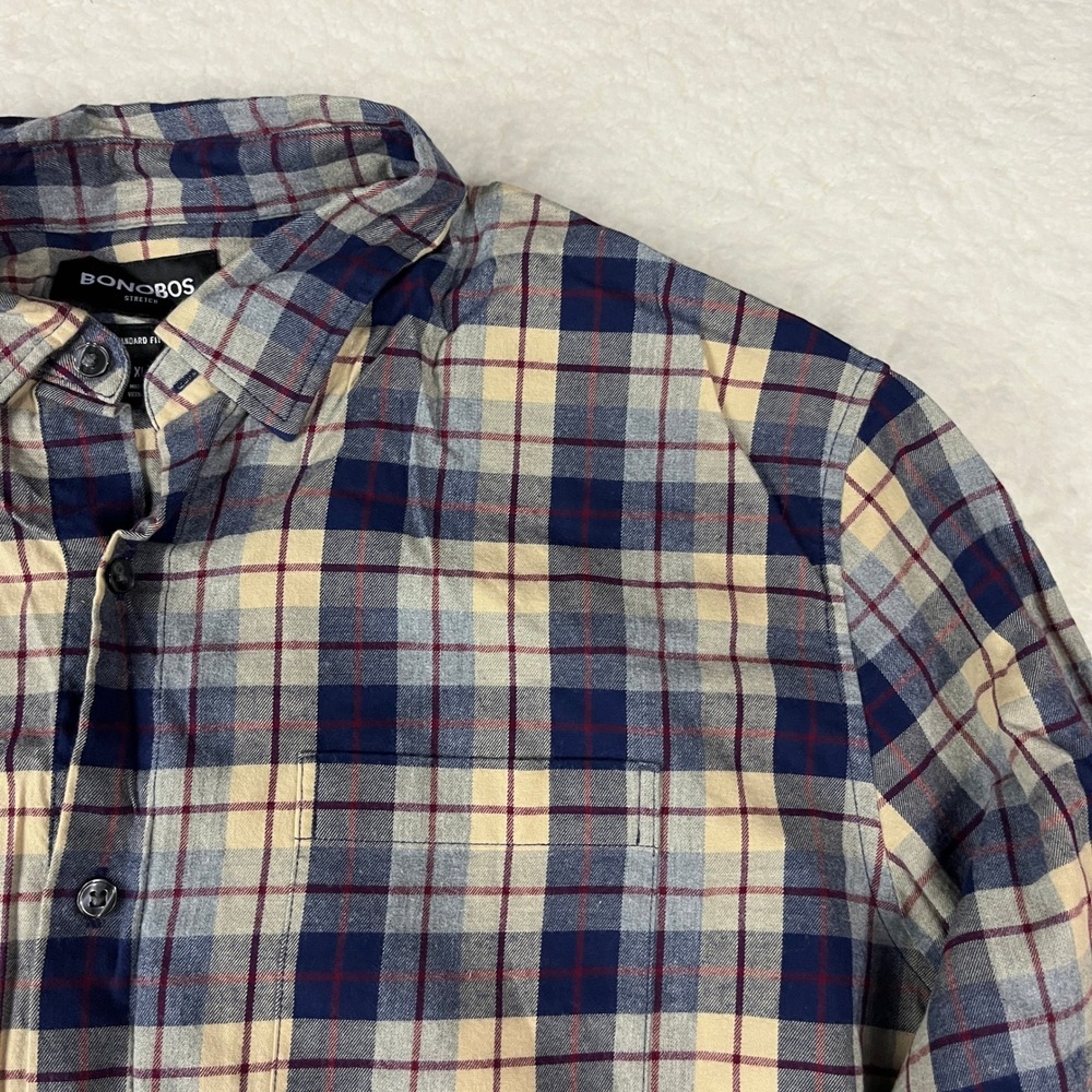 BONOBOS Stretch Standard Fit‎ Plaid Flannel Button Down Shirt Mens XL